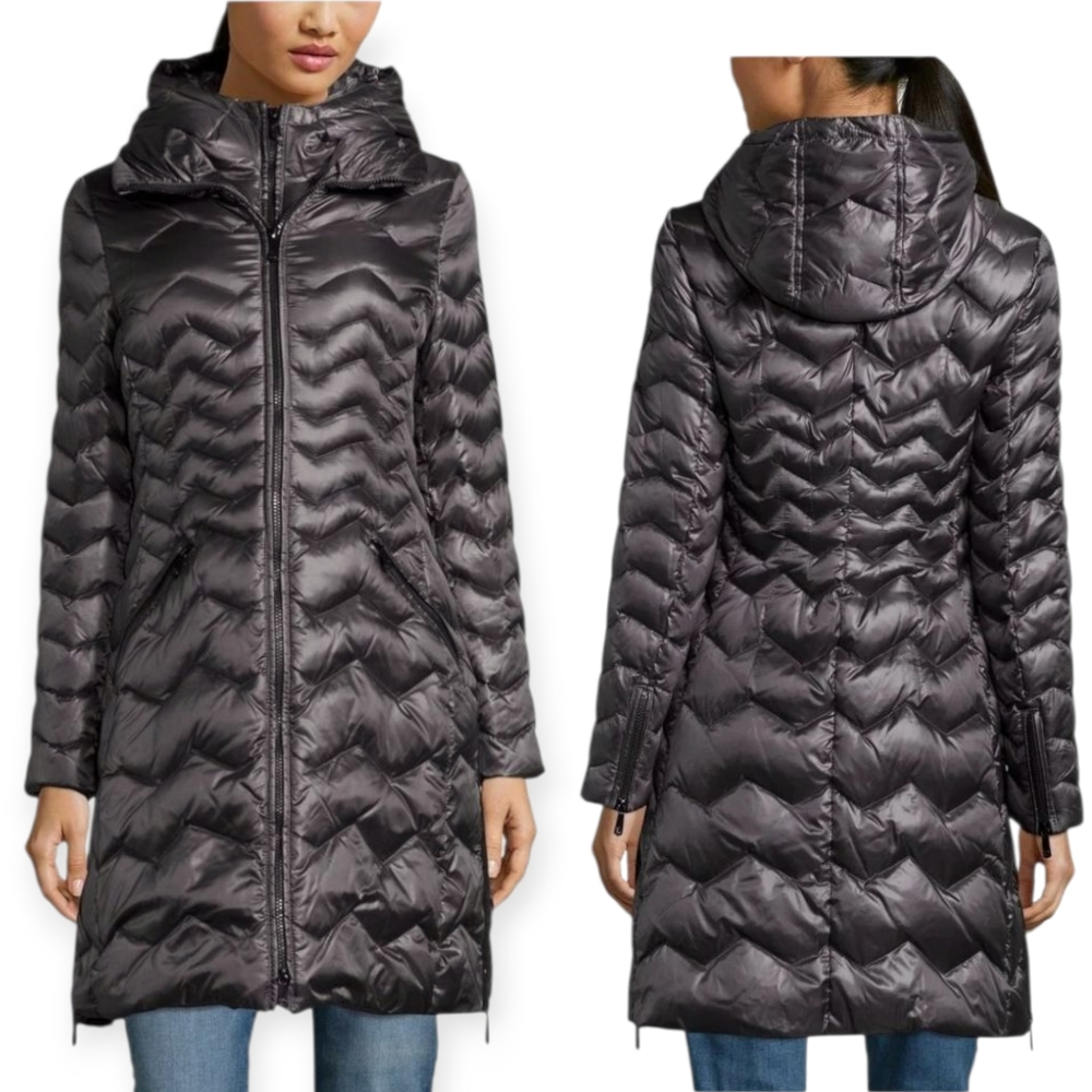 Dawn Levy Women's Quilted Puffer down filled Coat in Gray size S